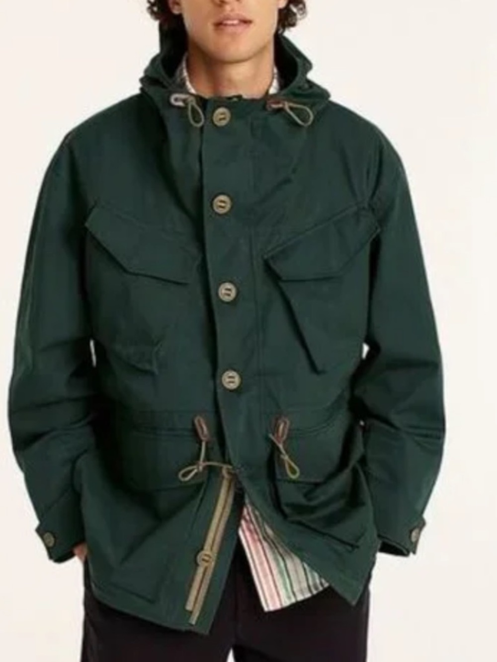 J. Crew Men's Dark Green Hooded Field Jacket